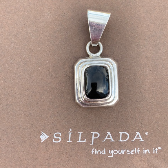 S0113 Silpada retired sterling onyx inlay pendant